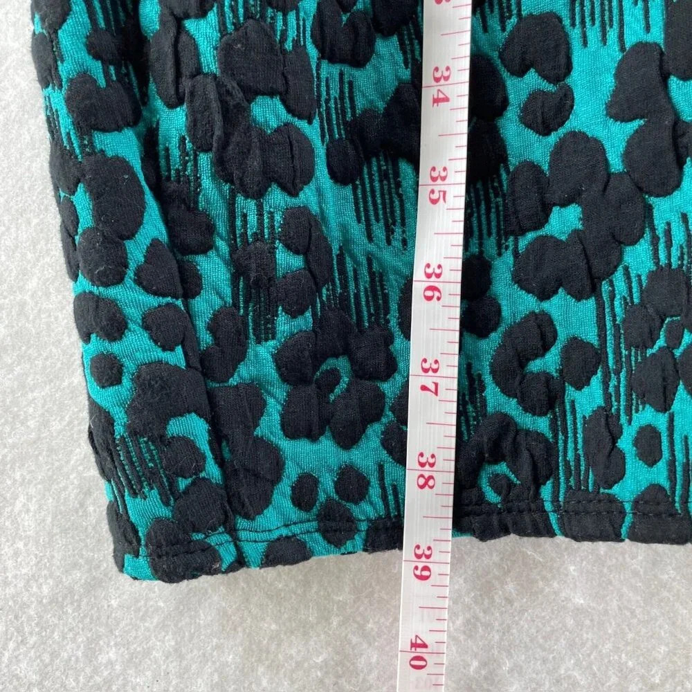 Melonie Dress Women's Sz 4 Green Floral Faux Wrap 3/4 Sleeves Round Neck Stretch - Picture 5 of 10